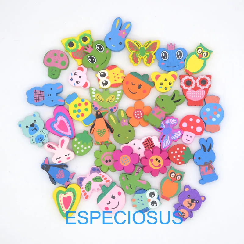 20pcs DIY Jewelry Fittings Children Handcraft Department bracelet accessories Mixed Shape Cartoon Wooden beads Animals mix color