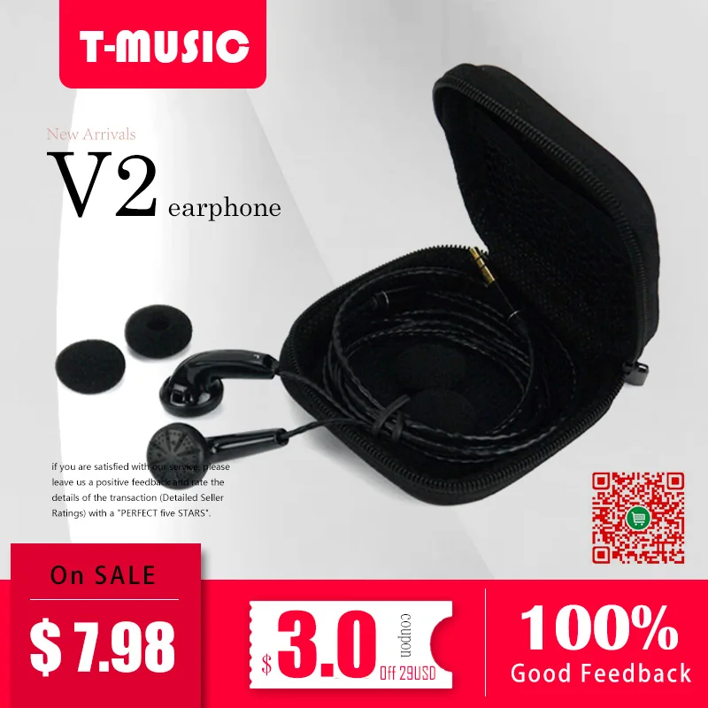 

New Version2 Black / Hifi T-Music DIY Earphone / 3.5mm In-Ear Earbud Headset Nature Balanced Sound