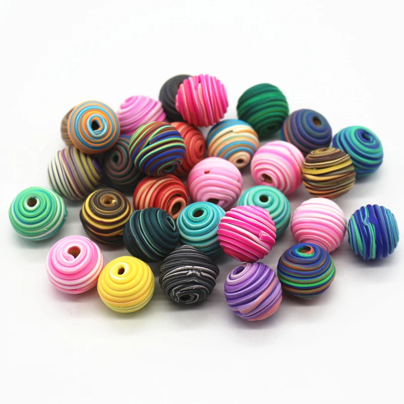 

50pcs/lot Mix Color Polymer Clay Bead 14-15MM Ball Round Clay Beads Diy Jewelry Components Spacer Beads Jewelry Making Materials