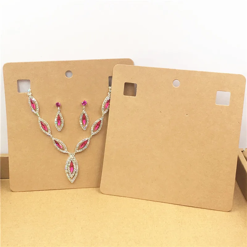 50Pcs/Lot Multi Size Simple Style Necklace Earrings Card With Holes Hang Card for Jewelry Displays Cards Kraft Paper Material