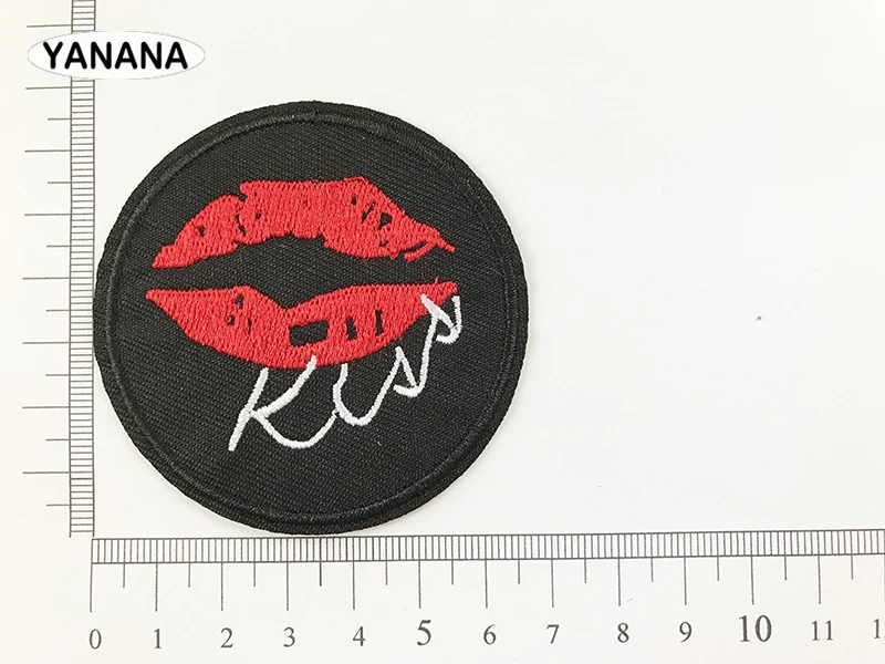 Kiss Red lips Iron On Embroidered Clothes Patches For Clothing Stickers Garment