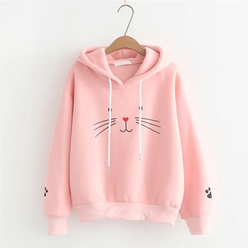 Casual ladies\' hoodies Sweatshirt Hoodies Women Streetwear Cat Print Hoodie Clothes Korean Style Woman Stylish casual hoodie