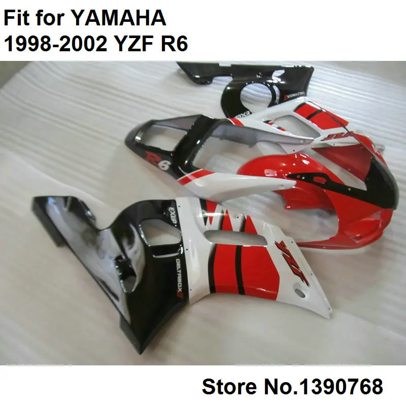 Fairing kit for Yamaha YZF R6 98 99 00 01 02 red white black bodywork parts fairings set YZFR6 1998 1999 2000 2001 2002 LV46