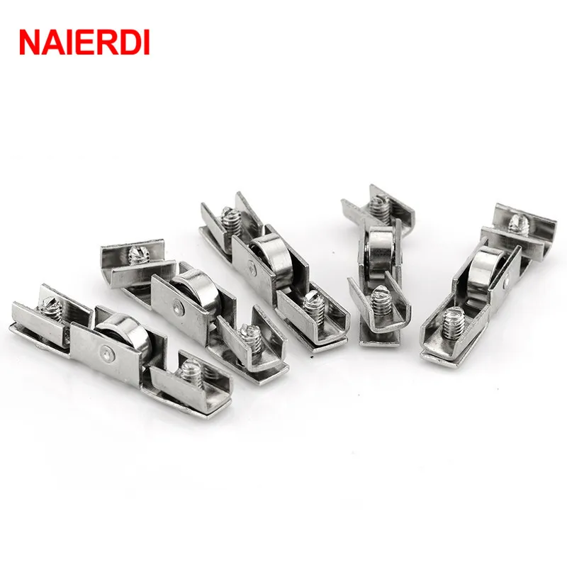 NAIERDI 10pcs NED-7220 di Vetro Rullo del Portello Scorrevole H a Forma di Ruota di Diametro 10 millimetri Caster Porte Scorrevoli Ruote Per