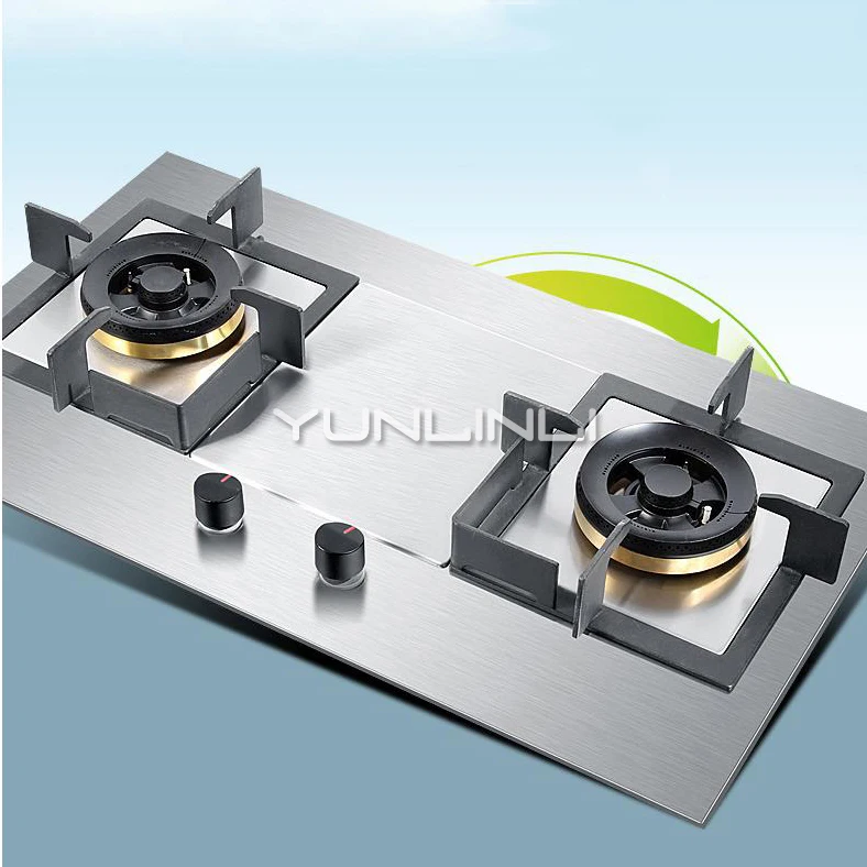 Household Gas Stove Cooktop Embedded Built-in Table Type Dual Use Gas Stove Stainless Steel Double-burner Gas Furnace