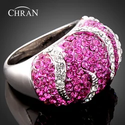 CHRAN Charm Silver Plated Austrian Crystal Ladies Wedding Jewelry Rings Fashion Finger Engagement Rings for Women