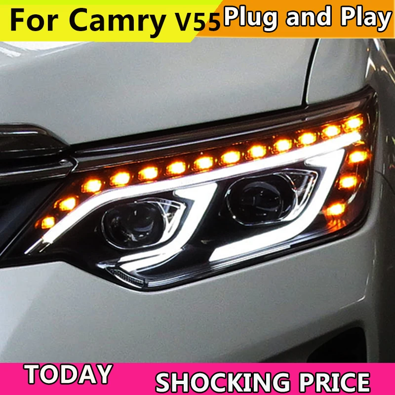 doxa Car Styling for Toyota Camry V55 LED Headlight 2015-2017 YEAR New Camry Headlights drl Lens Double Beam H7 HID Xenon