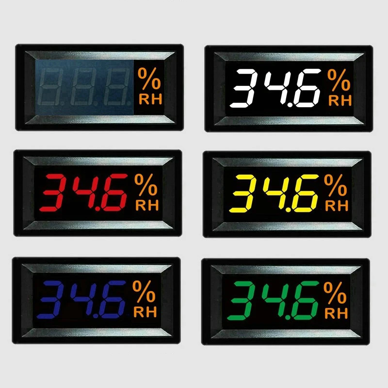 

12-24VDC digital colorful led display 0-99.9%RH Mini humidity meter with 1 pcs humidity sensor Hygrometer