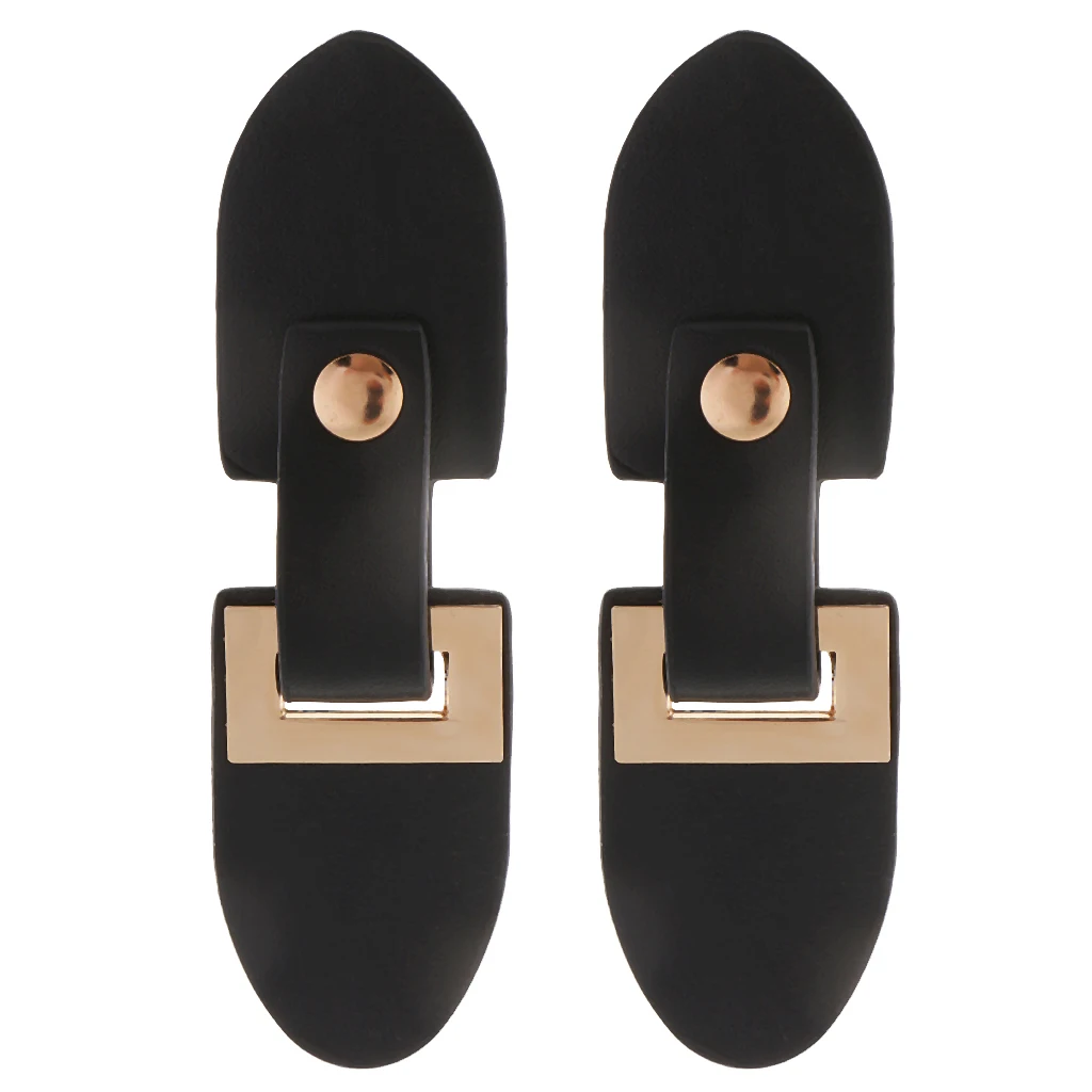 2 Pairs PU Sew on Leather Closures Snap Toggle Button Coat Fastener For Clothes Decor Black