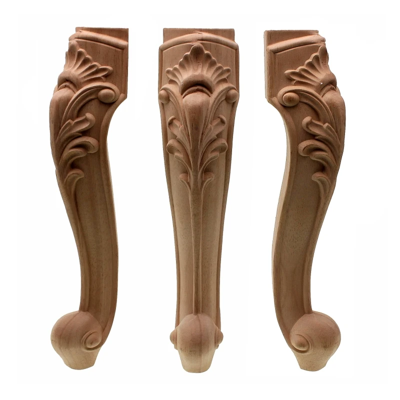 RUNBAZEF Carving Natural Wood Appliques for Furniture Legs and Feet Unpainted Wooden Mouldings Decal Home Decoration Accessories