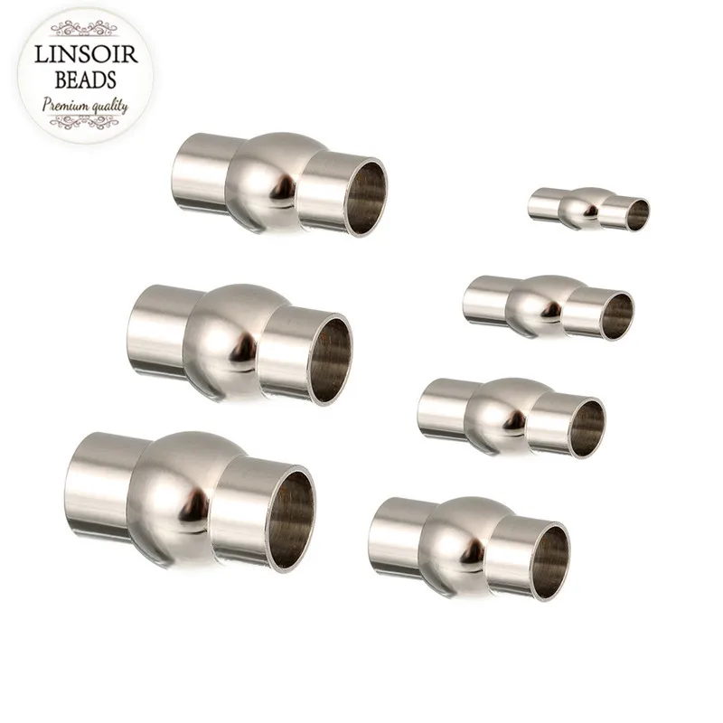 LINSOIR 10pcs Strong Magnetic Clasps Fit 3 4 5 6 7 8 mm Leather Cord Bracelets Rhodium Plated Connectors For Jewelry Making F777