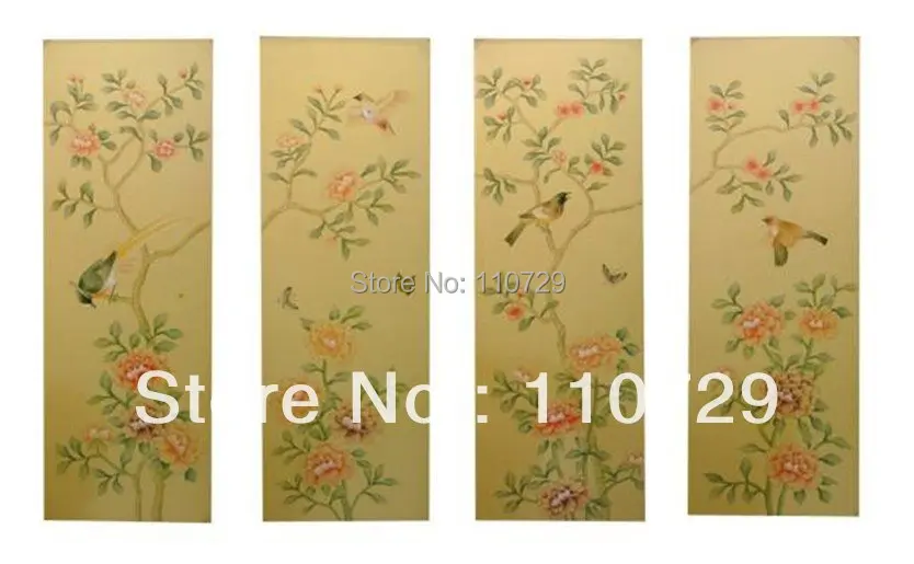 House  Decorations hand-painted silk painting with birds and flowers many pictures optional