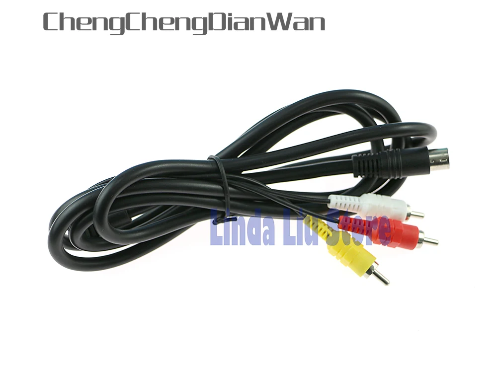 

ChengChengDianWan 3RCA 1.8 m 9 pin Audio Video AV Cable Replacement RCA Audio-video Cable 180cm for Sega Genesis 2 or 3 10pcs