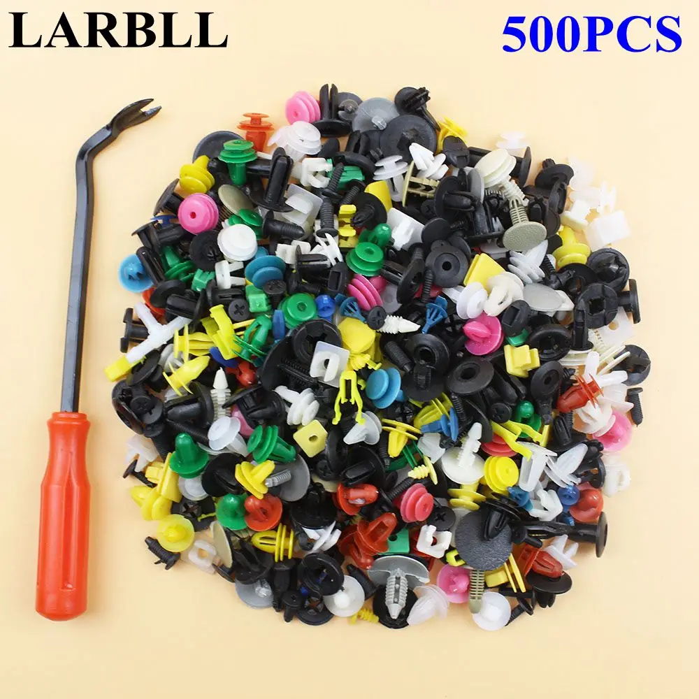 

LARBLL 500Pcs/set Car Auto Push Pin Mixed Door Trim Panel Clip Fastener Bumper Rivet Retainer w/tool fit For all car models