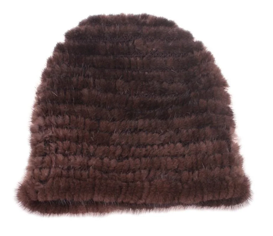 Natural mink fur baggy hat for women autumn winter white 4 colors big marten fur caps knitted fur warm hats H145