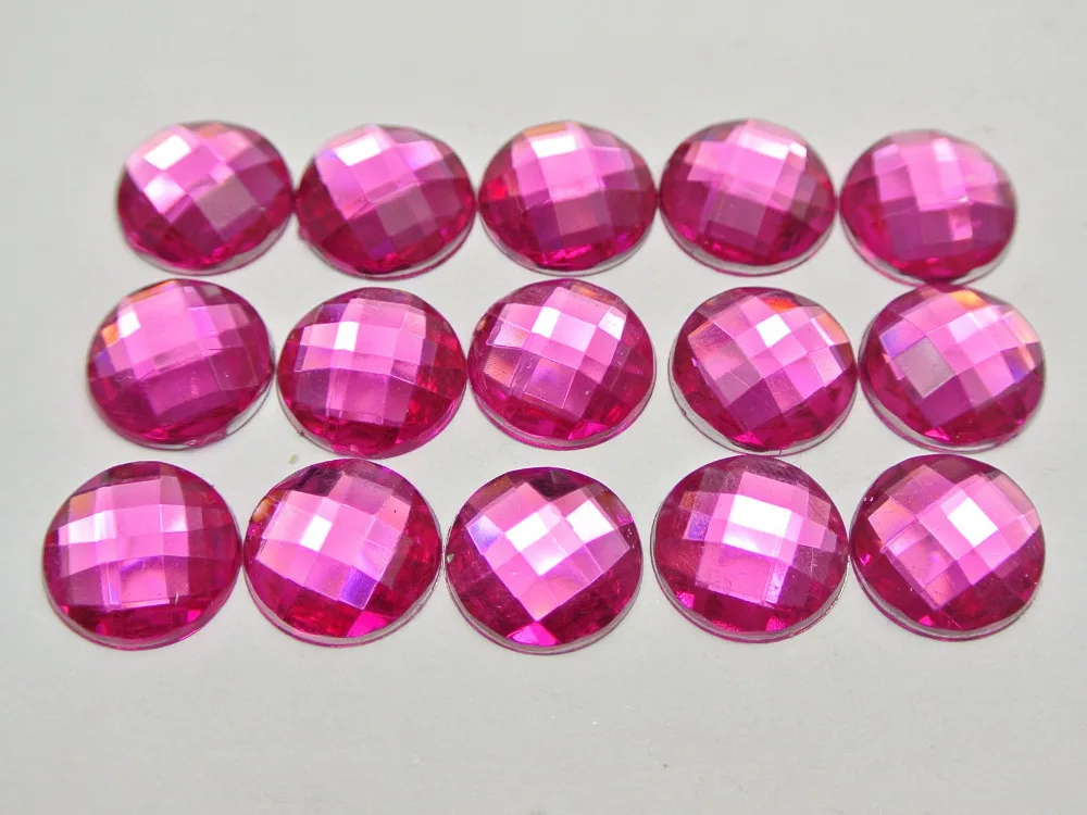 

200 Hot Pink Acrylic Flatback Rhinestone Faceted Round Gems 12mm No Hole
