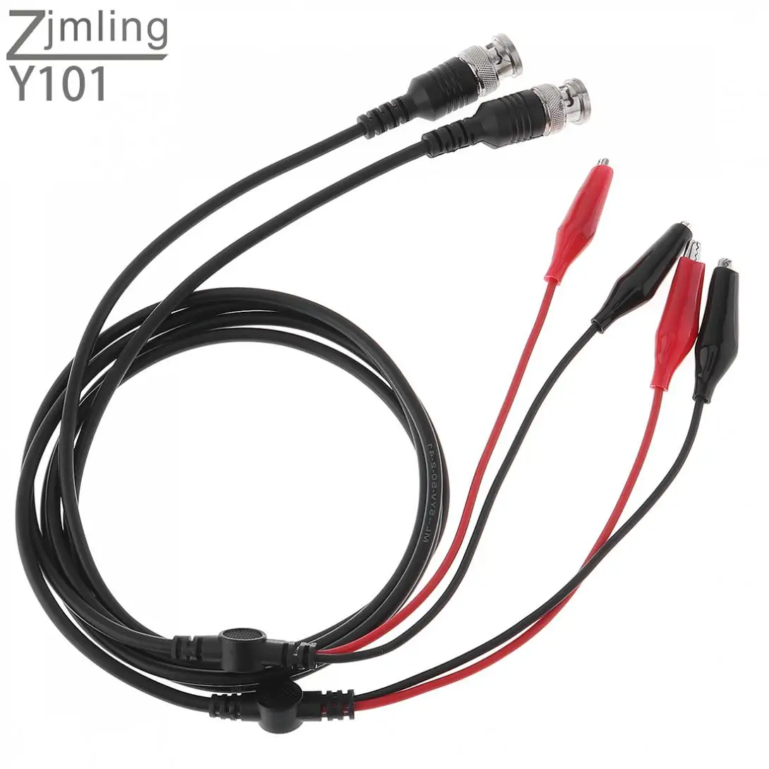 2pcs/lot BNC Q9 Male Plug To 35mm Dual Alligator Clip Oscilloscope Test Probe Cable Oscilloscope Measurement Accessory