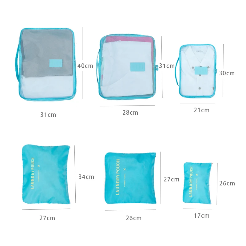 6PCs/Set Travel Bags Men Women Oxford Waterproof Luggage Organizer Packing Bag Travel Necessary Cube Shoes Clothes Storage Pouch