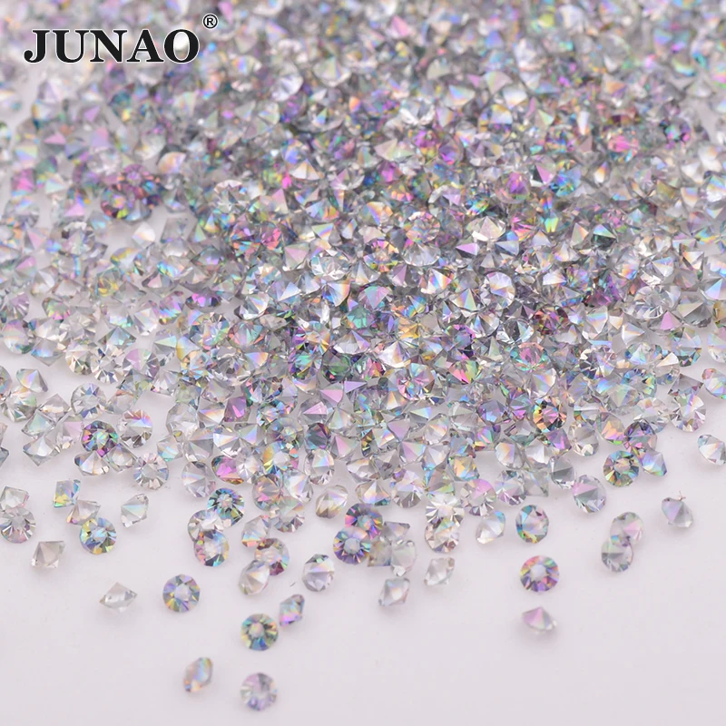 JUNAO 1.2mm Transparent Purple Pixie Glass Rhinestones Nail Art Stones Glitter Mini Crystals Micro Strass 1440pcs for Crafts