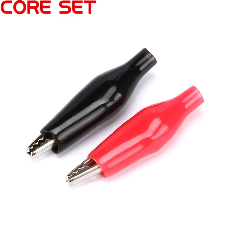 20PCS/Lot 45MM Alligator Clip Probe Metal Crocodile Electrical Clamp For Testing Meter Black And Red With Plastic Boot