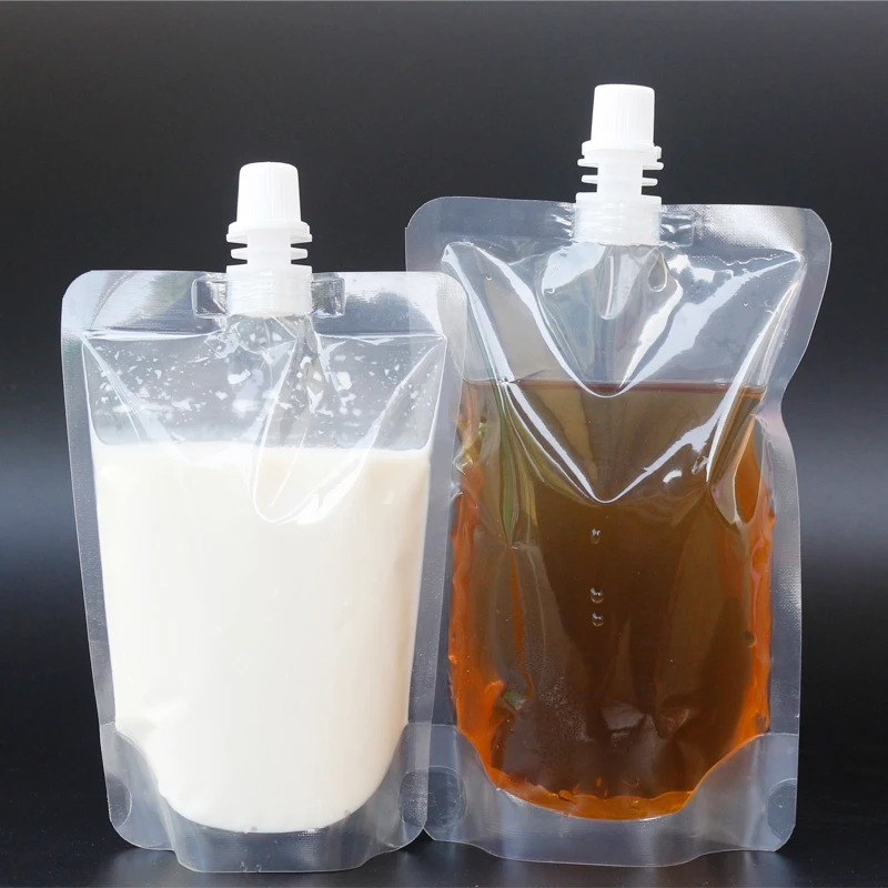 100 Pack, Stand-up Plastic Drink Packaging Bag Spout Pouch for Beverage Liquid Juice Milk Coffee