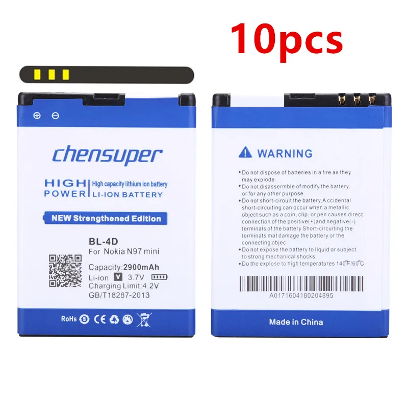 

10pcs/chensuper BL-4D BL 4D 2900mAh Li-ion Battery For Nokia N97 mini Battery N8 N8-00 E5 E5-00 E7 E7-00 N8 T7 702T N5 808