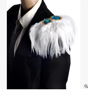 Handmade pheasant/ostrich feather crystal  epaulette/epaulet shoulder/host performance costume men blazer accessories wholesale