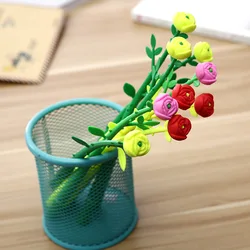 100 PCS Rose Style Pen Creative Gifts for Students Learning Stationery Rose Flowers Black Neutral Pen Office Pen wholesale