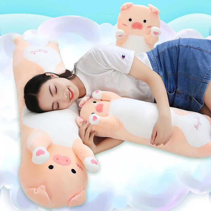 

Kawaii Pop Cartoon Pig Plush Pillow Big Stuffed Snime Piggy Toy Doll Sleeping Pillow for Baby Girl Gift Decoration 43inch 110cm