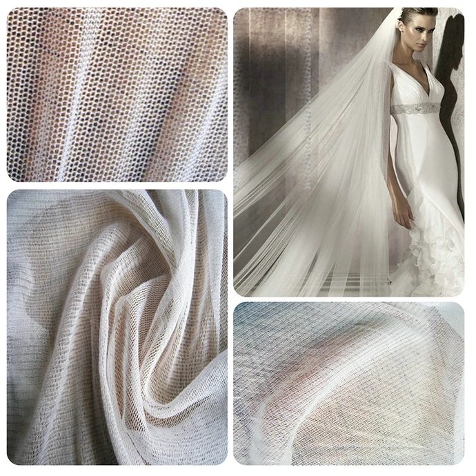 100% Nature White Silk Tulle Fabric Use Wedding silk veil 100% SILK FABRIC 130CM width