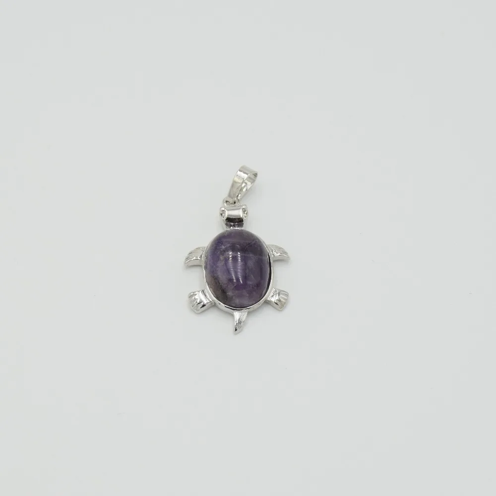 Cute Lovely Tortoise Necklace Pendant Natural Stone Bead Purple Rose Pink Quartz Turtle Charms Pendant For Women Jewerly Making