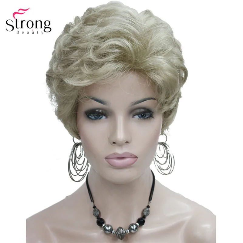 StrongBeauty Short Fluffy Natural Wave Blonde Full Synthetic Wigs Women\'s Hair Wig 6 colors for choose