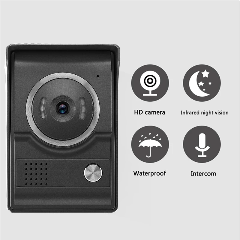 Wired Video Doorphone Intercom System com Monitor, IR Night Vision Camera, Desbloquear, à prova d'água, Home Security