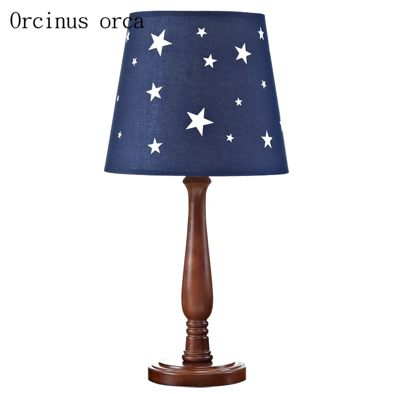 American Creative Star Children desk lamp boy bedroom bedside lamp cartoon character LED solid wood decorative table lamp