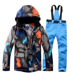 Winter Jacket+Pant Snowboard Men Waterproof Windproof  Climbing Thermal Snow Outdoor Mountaineering Coat Male Large Size