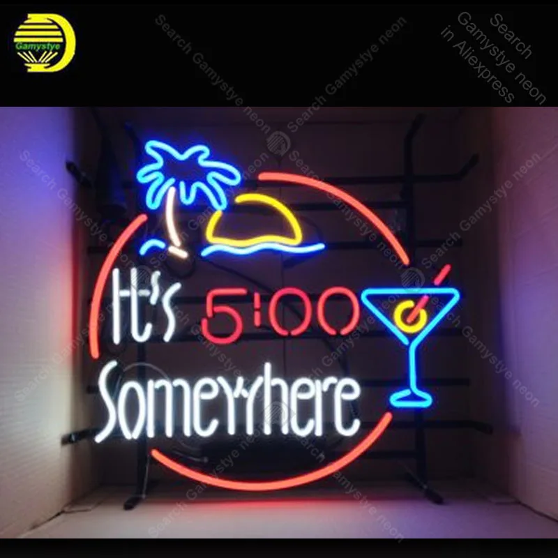 

Neon Signs for It is 5 somewhere Neon bulbs sign Restaurant Beer Bar ROOM window Lamp store display neon Art enseigne Handcraf