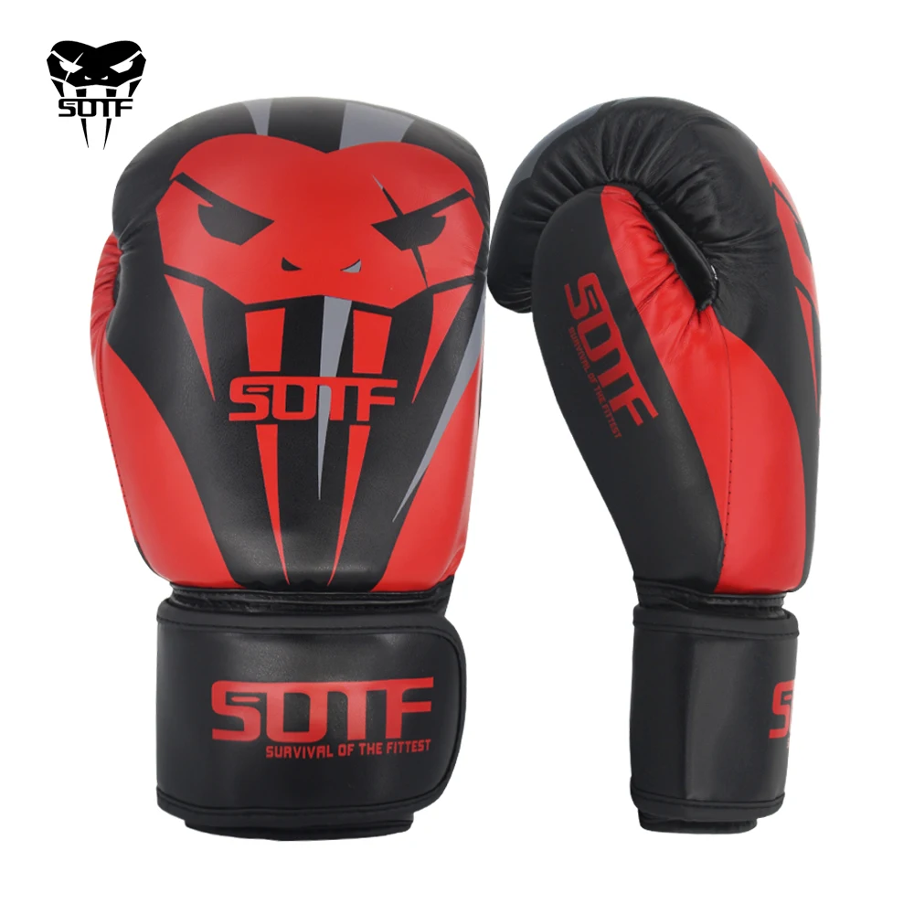 SOTF Adults MMA Venomous snake black red Boxing gloves Tiger Muay Thai mma gloves muay thai boxing fight glove Sanda pads box