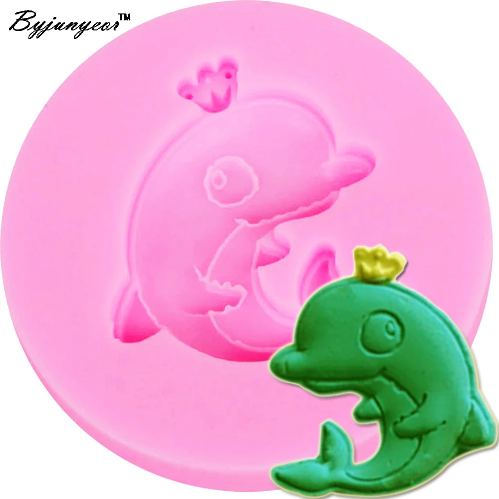 Byjunyeor M542 Epoxy UV Resin Silicone Mold Dolphins Fondant Cake Decorating Tools Clay Gupaste Chocolate Moulds