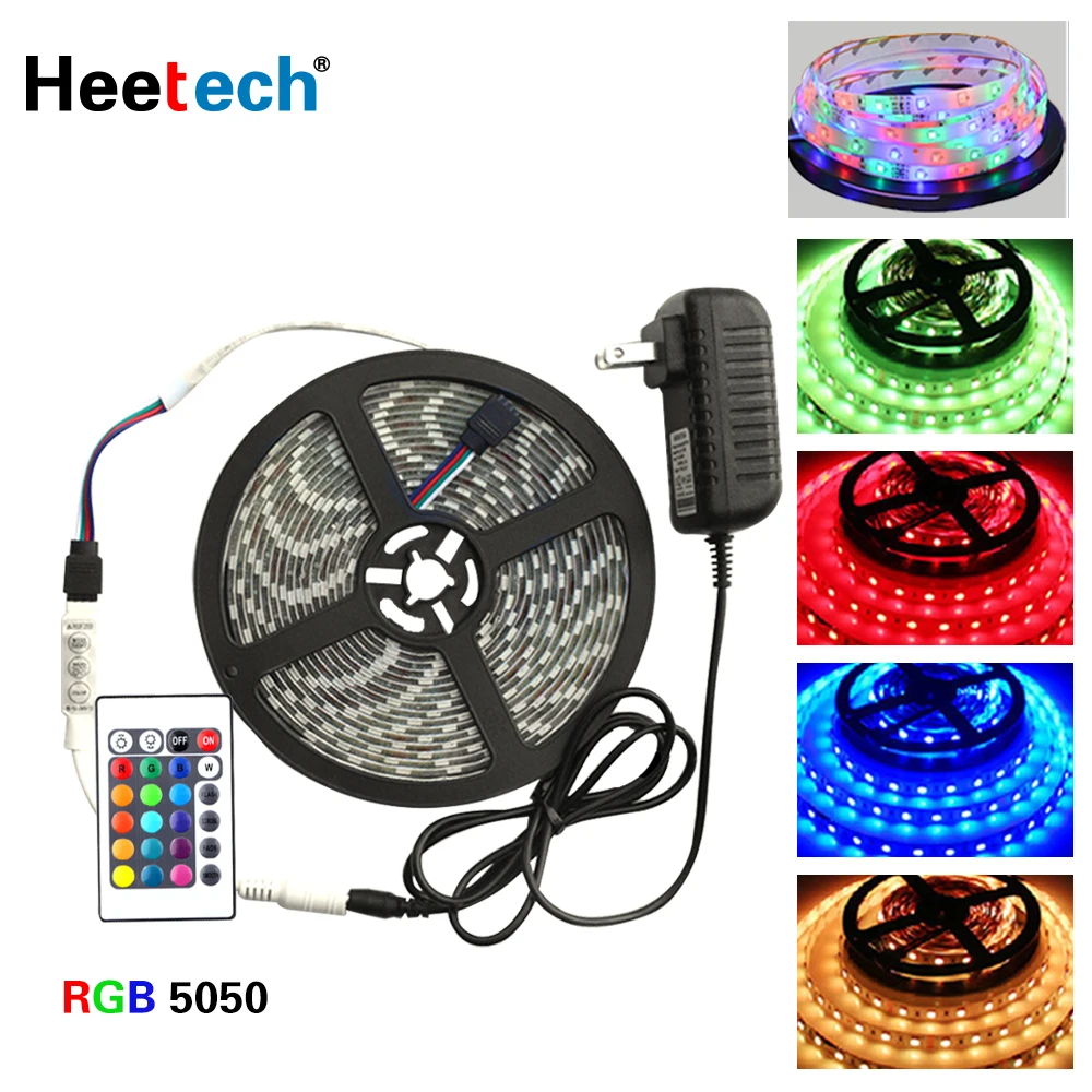 DC 12V RGB LED Strip Light 5050 5M LED Light Waterproof Flexible Diode Ribbon Tape Warm White/Blue/Green/Red Strip Living room