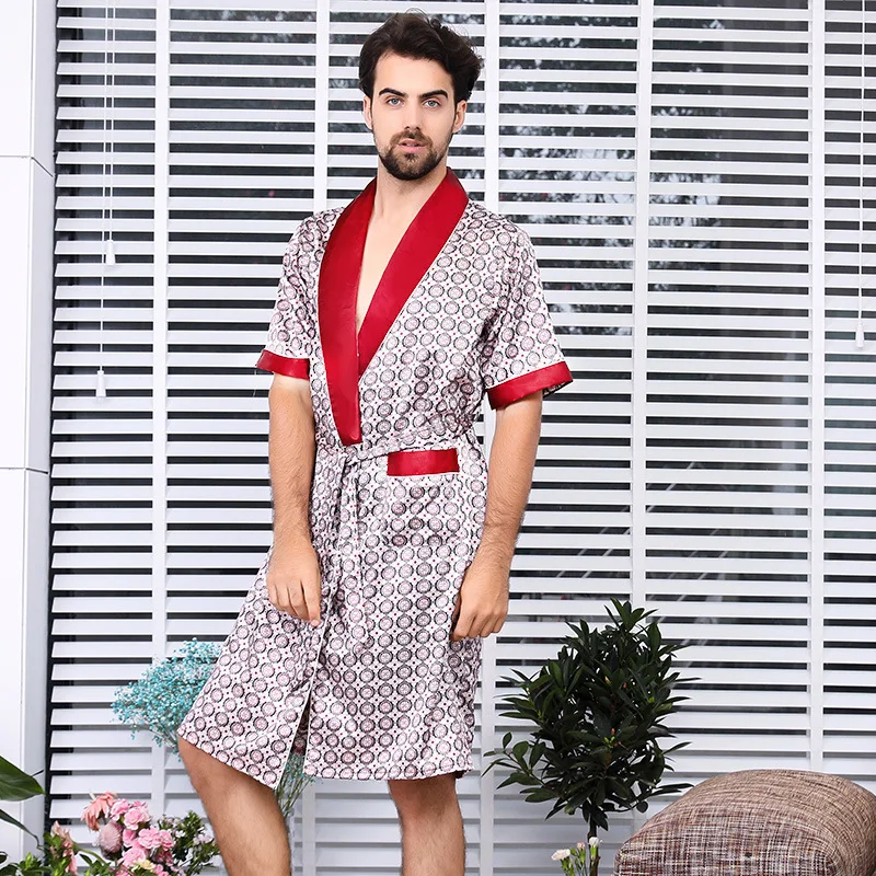 Silky Casual Sleeping Robes Man Kimono Summer Elegant Comfortable Soft Yukata Home Robes Man Home Clothes For Man