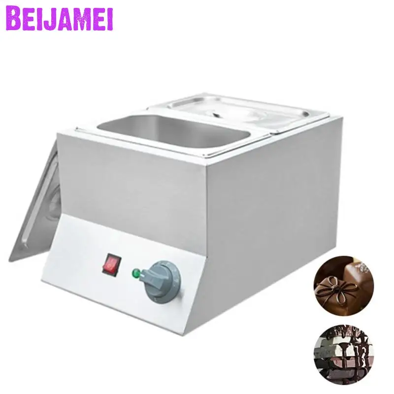 

BEIJAMEI Double Tank Melted Chocolate Machine Electric Chocolate Warmer Price Commercial Chocolate Melting Pot