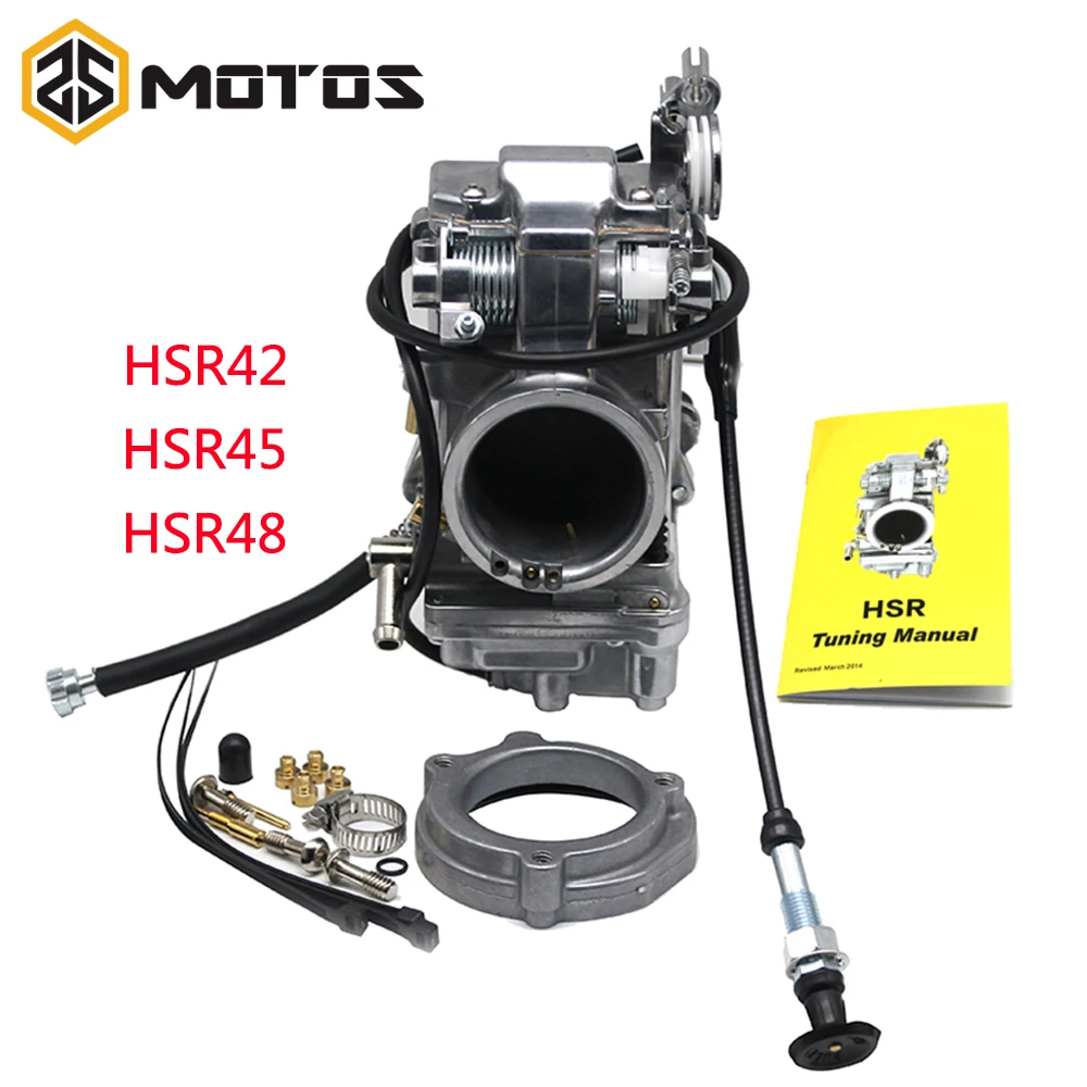 ZS MOTOS HSR42 45 48 Mikuni 42mm Carb Accelerator Pump Performance Pumper Carburetor TM42-6 42-18 Harley EVO Twin Cam For 4T