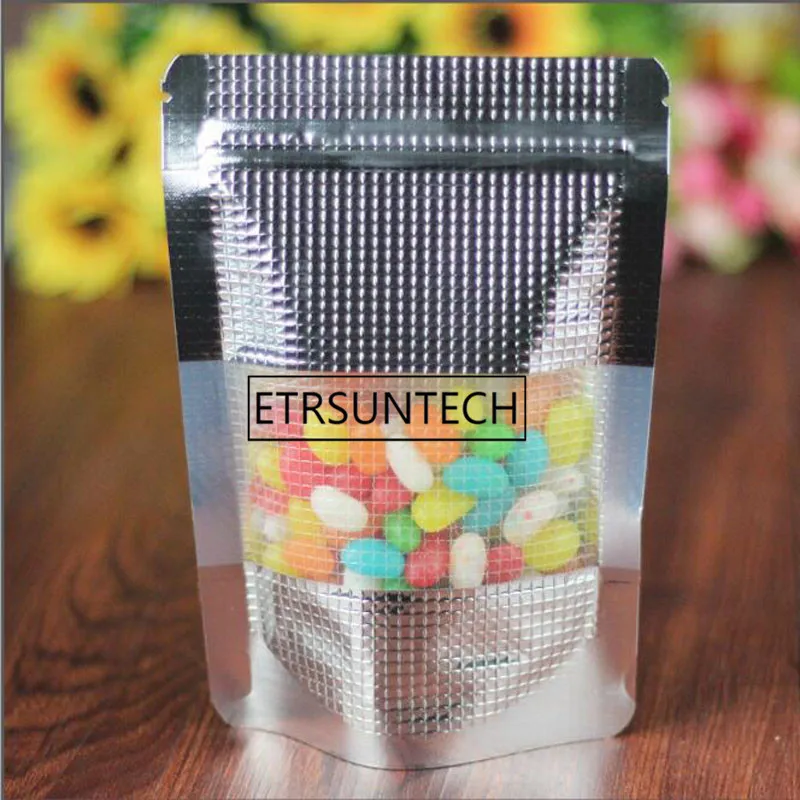 Gold Silver Stand Up Aluminum Foil Bag With Clear Window Zipper Top Pack Bag Coffee Nut Candy Storage Package Bag