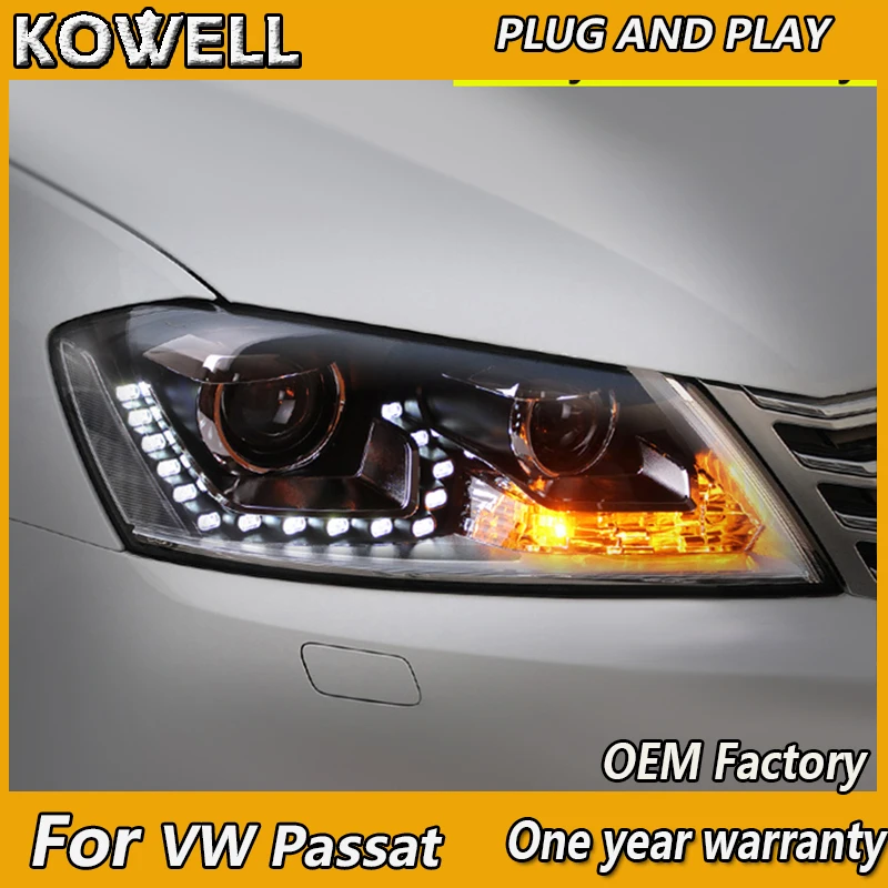 KOWELL Car Styling for VW Passat B7 Head Lights EUR Version 2012-2015 Passat B8 Headlights DRL Turn Signal Low High Beam Project