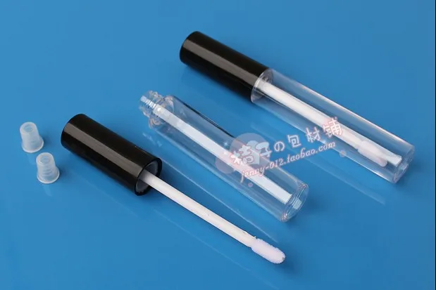 Capacity 10ml 50pcs/lot black and silver plastic tube coated with lip ,gloss tube dispensing tube ATC UV silver lid eyelash