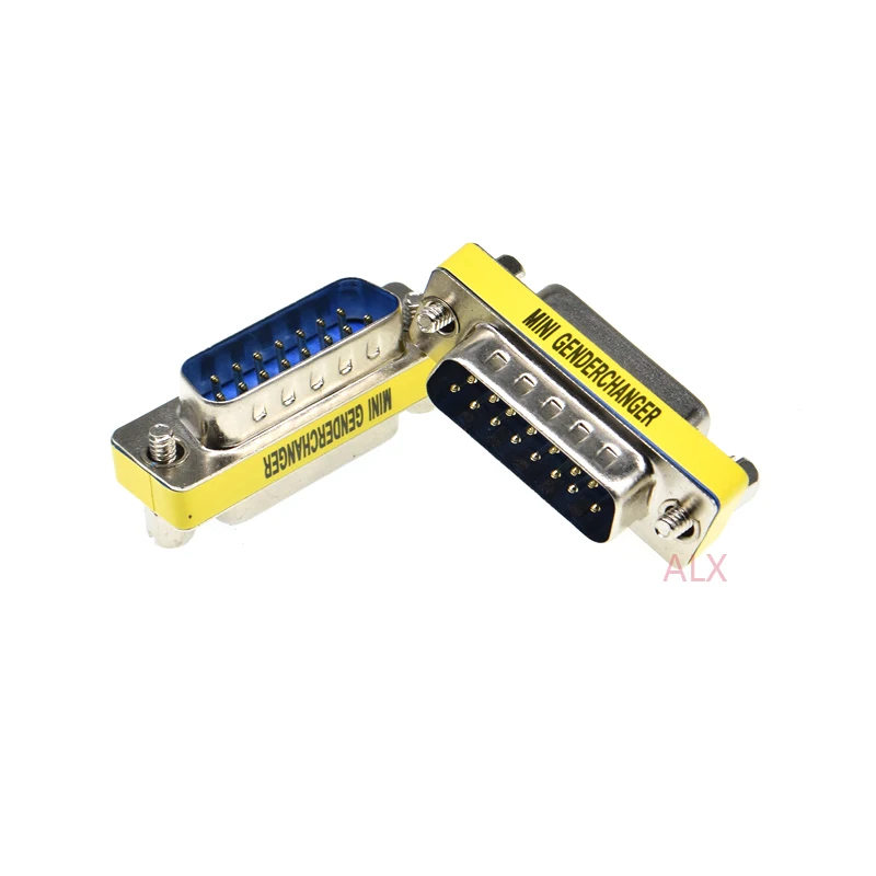 2PCS DB15 15pin 2 ROW MALE to FEmale serial port CONNECTOR D-Sub COM CONNECTORS 15 pin 15p Mini Gender Changer Adapter