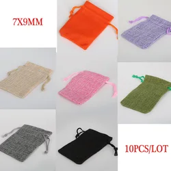10PCS/lot Linen Cotton Drawstring Bag Jewelry Bag Decorative Gift Pouch Product DIY Packaging Bags 7x9cm