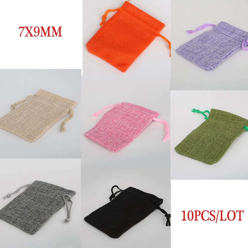 10 sztuk/partia pościel bawełniana torba z troczkami biżuteria torba dekoracyjne sakiewka na prezent produkt torby do pakowania DIY 7x9 cm