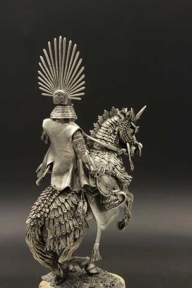 Japan History Toyotomi Hideyoshi Tin Metal Sengoku Samurai Generals Figurines Model Home Desktop Decoration DIY Gifts 1/24