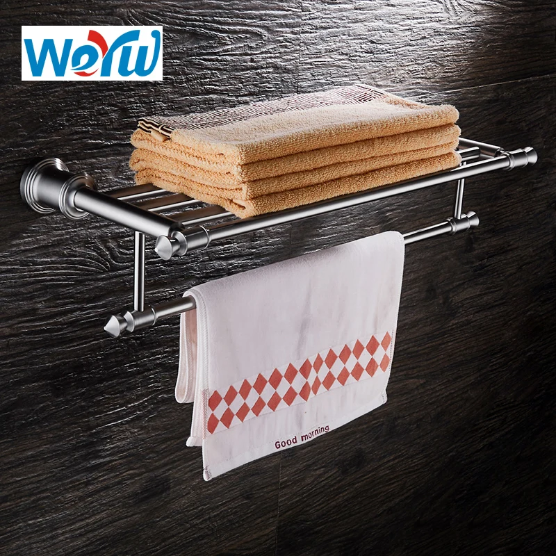 WEYUU Free Shipping Bathroom Accessories Towel Rack Stainless Steel Towel Holder Bathroom Shelf Wire drawing